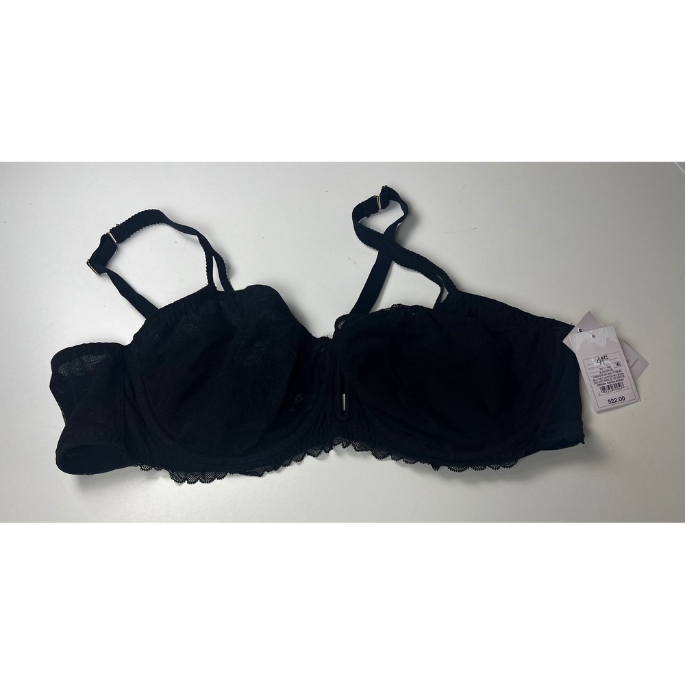 Auden Black Lace Balconette Coverage‎ Unlined Comfort Wire Bra 44C NWT
